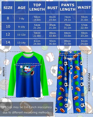 Boys Pajamas Cozy Soft Long Sleeves Top and Pants 2 Piece Cool Pjs Pajamas Set Big Boys Sleepwear Size 8-14 in Kuwait