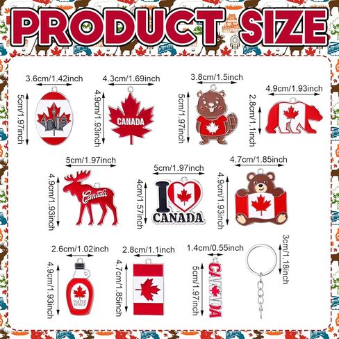 20 Pcs Canada Keychain Rings National Canada Day Keychains Gift Canadian Souvenir Flag Maple Leaf Decorations Keyring Purse Handbag Backpack Bag Decorations for Canadian Gifts Decoration in Kuwait