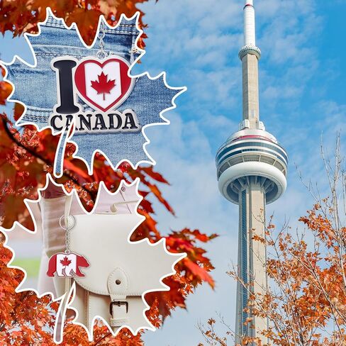 20 Pcs Canada Keychain Rings National Canada Day Keychains Gift Canadian Souvenir Flag Maple Leaf Decorations Keyring Purse Handbag Backpack Bag Decorations for Canadian Gifts Decoration in Kuwait