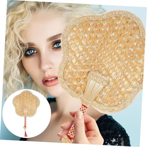 Handmade Straw Vintage Fan Hand Woven Portable Handheld Fan for Travel Home Wedding Random Style in Saudi Arabia