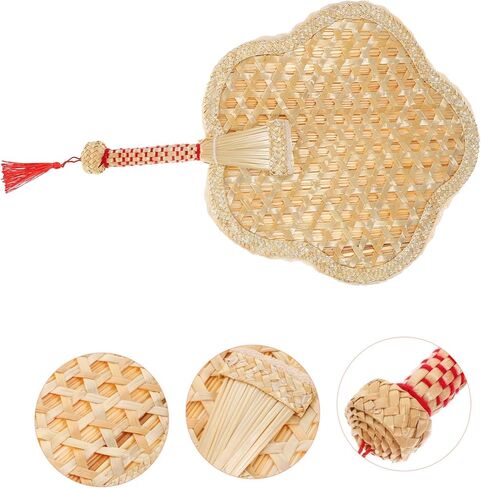 Handmade Straw Vintage Fan Hand Woven Portable Handheld Fan for Travel Home Wedding Random Style in Saudi Arabia