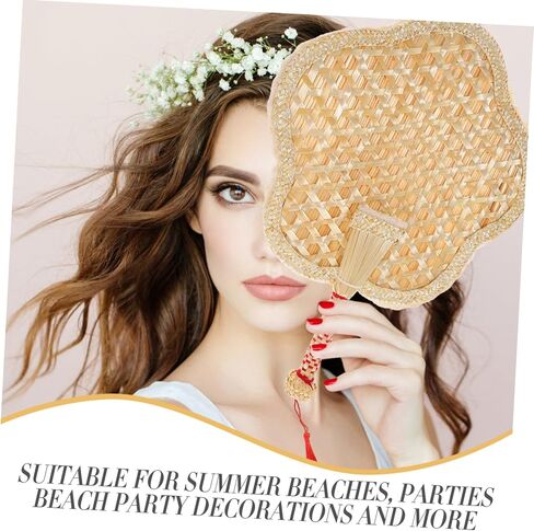 Handmade Straw Vintage Fan Hand Woven Portable Handheld Fan for Travel Home Wedding Random Style in Saudi Arabia