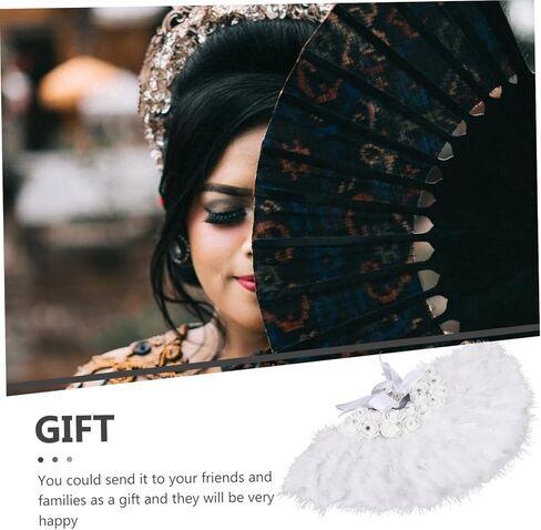 Healifty Bride Plume Fan مروحة الحفلات المصنوعة يدويًا لحفلات الزفاف الاستحمام والمناسبات الخاصة مع لهجات الراينستون وتصميم أعمدة in Kuwait