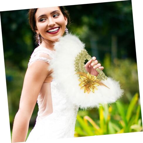 Healifty Wedding Plume Fan for Bridal Party Decore Handheld Decor in Kuwait