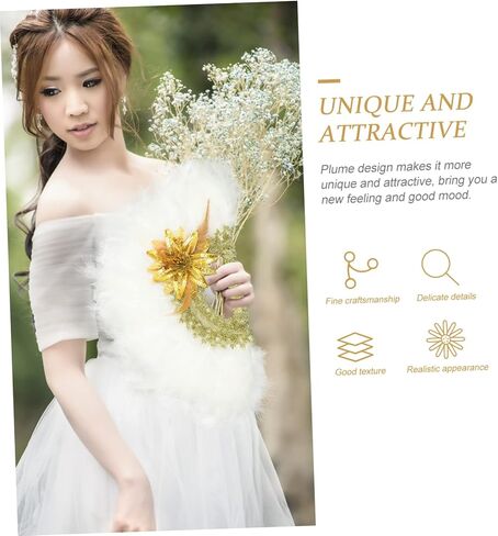 Healifty Wedding Plume Fan for Bridal Party Decore Handheld Decor in Kuwait