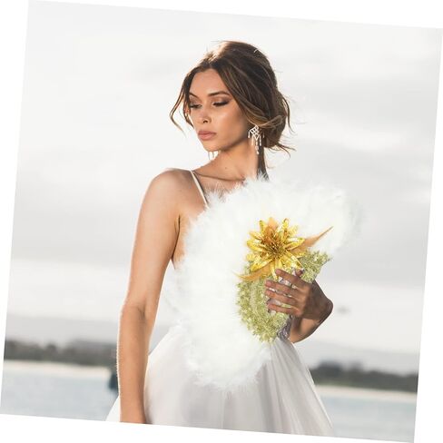 Healifty Wedding Plume Fan for Bridal Party Decore Handheld Decor in Kuwait