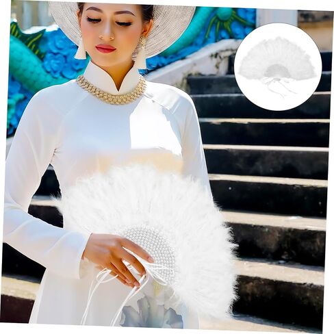 Wedding Plume Fan for Women Unique Handheld Stage Performance Fan Elegant Bridal Accessory for Unforgettable Weddings and Special Occasions present Choice for Friends and Family in Saudi Arabia
