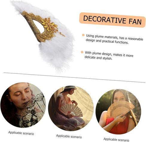 Vaguelly Hand Held Plume Fan for Weddings Delicate Bride Accessory Lace Trim for Bridal Showers and Parties Elegant Photo Prop for Celebrations in Saudi Arabia