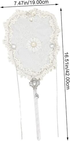 HOMSFOU Bride Fan Wedding Lace Flower Embroidery Handheld Fan Classic Floral Design for Summer Events Dance Performances and Wedding Decorations in Saudi Arabia