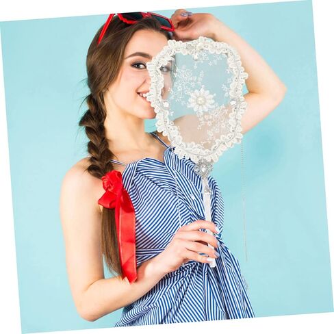 HOMSFOU Bride Fan Wedding Lace Flower Embroidery Handheld Fan Classic Floral Design for Summer Events Dance Performances and Wedding Decorations in Saudi Arabia