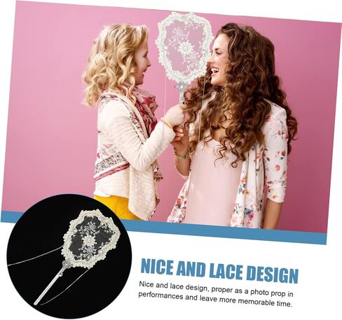 HOMSFOU Bride Fan Wedding Lace Flower Embroidery Handheld Fan Classic Floral Design for Summer Events Dance Performances and Wedding Decorations in Saudi Arabia