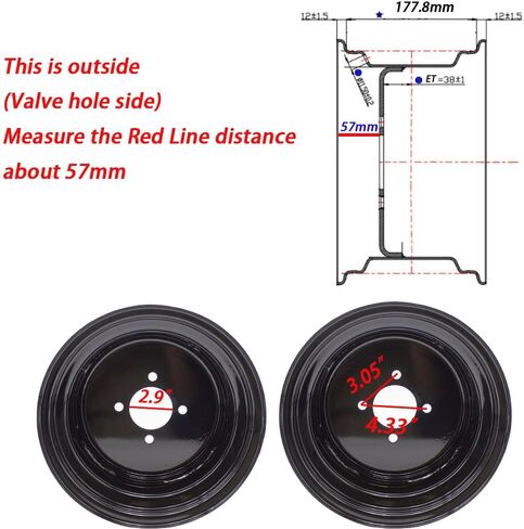 1 مجموعة 12x7 ATV RIM UTV Wheel Steel Rim 4/110 12 × 7 إزاحة الأمامية 5+2 الخلفية 2+5 لـ Yamaha Big Bear 350 400 ، Grizzly 350 600 ، Kodiak 400 450 ، Wolverine 350 450 4 Lugs in Kuwait