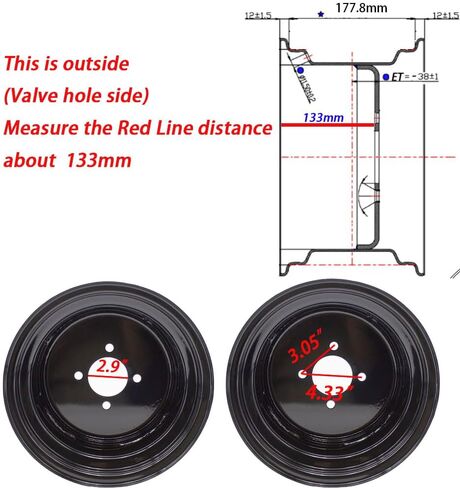 1 مجموعة 12x7 ATV RIM UTV Wheel Steel Rim 4/110 12 × 7 إزاحة الأمامية 5+2 الخلفية 2+5 لـ Yamaha Big Bear 350 400 ، Grizzly 350 600 ، Kodiak 400 450 ، Wolverine 350 450 4 Lugs in Kuwait