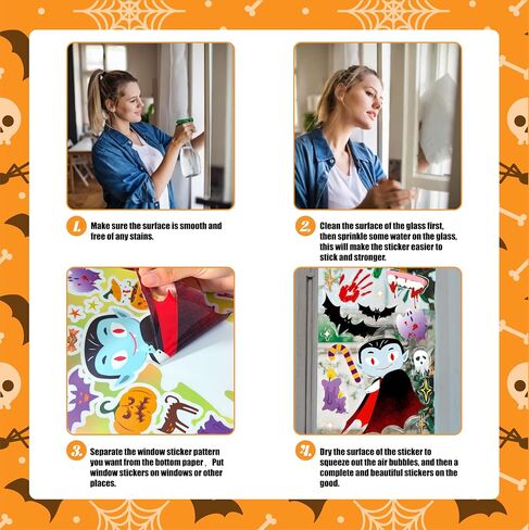 Halloween Window Clings - 6-Pack Cute Halloween Window Decorations for Kids, Easy Apply Static Stickers for Glass, Fun Party Decors in Saudi Arabia