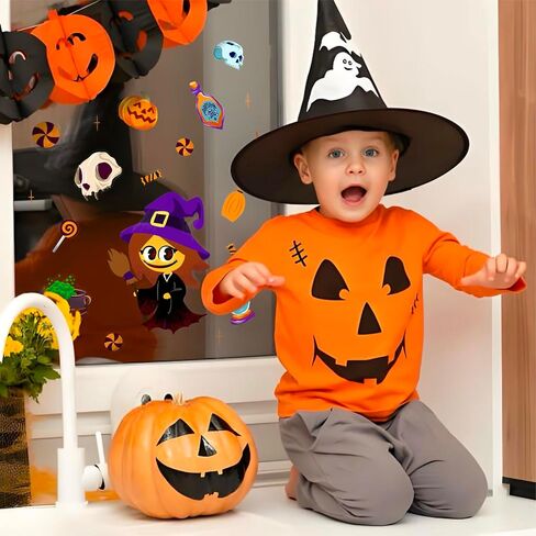 Halloween Window Clings - 6-Pack Cute Halloween Window Decorations for Kids, Easy Apply Static Stickers for Glass, Fun Party Decors in Saudi Arabia