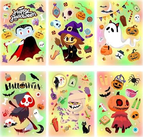 Halloween Window Clings - 6-Pack Cute Halloween Window Decorations for Kids, Easy Apply Static Stickers for Glass, Fun Party Decors in Saudi Arabia
