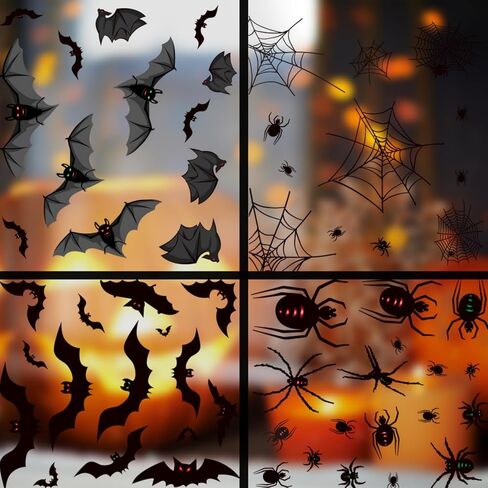 COLINGS WINDOW COLINGS 8 SHOETS BAT WINDOW شارات مخيفة سوداء عنكبوت وعنكبوت ويب ويب ويب. in Kuwait