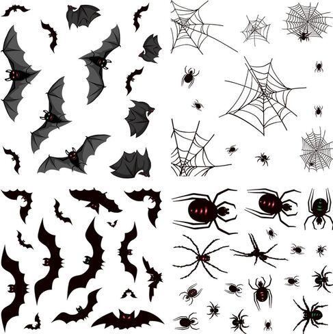 COLINGS WINDOW COLINGS 8 SHOETS BAT WINDOW شارات مخيفة سوداء عنكبوت وعنكبوت ويب ويب ويب. in Kuwait