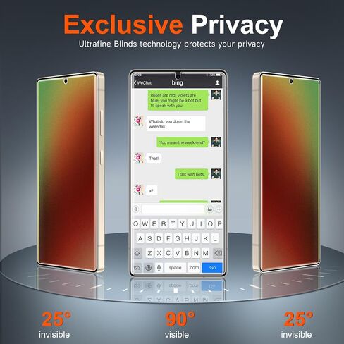 LYWHL 2 Pack for Samsung Galaxy S24 Ultra Privacy Screen Protector, Matte Gradient Colorful Anti-Blue Light Anti-Spy Full Adhesive Flexible Film, Compatible Fingerprint Sensitive Touch Bubble Free in Kuwait