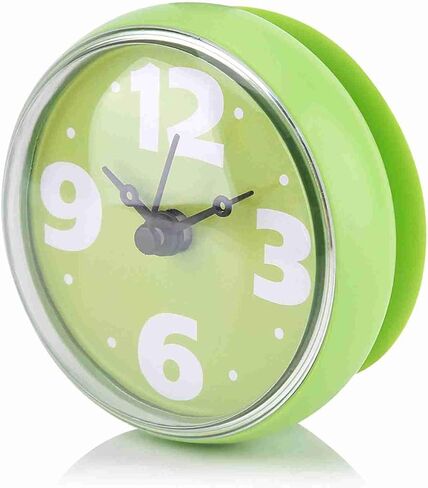 2PCS Suction Cup Wall Clock, Bathroom Clock,Shower Wall Clock, Waterproof Shower Clock with Suction Cup Wall Clock Battery Operated Waterproof Bathroom Shower Clock for Bathroom (Green) in Kuwait