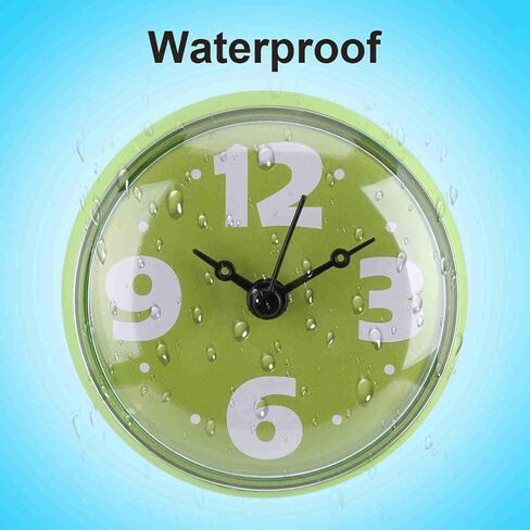 2PCS Suction Cup Wall Clock, Bathroom Clock,Shower Wall Clock, Waterproof Shower Clock with Suction Cup Wall Clock Battery Operated Waterproof Bathroom Shower Clock for Bathroom (Green) in Kuwait
