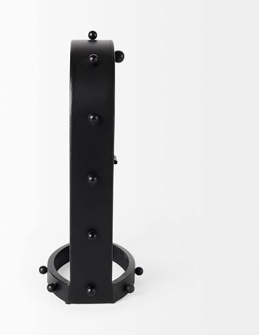 Tall Black Metal Studded Table Clock 7.4" w X 5.7" d 12.9" h Round in Saudi Arabia