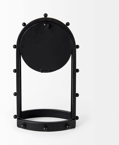 Tall Black Metal Studded Table Clock 7.4" w X 5.7" d 12.9" h Round in Saudi Arabia