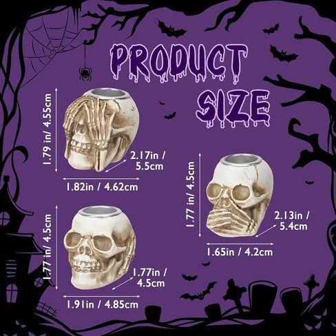 Gothic Skeleton Hand Tea Light Candle Holders, Black Metal Halloween Decor (Skull) in Saudi Arabia