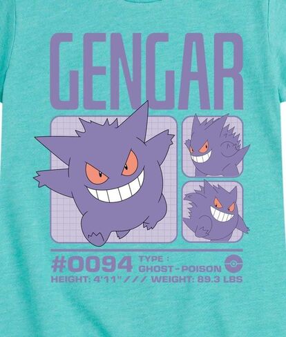 Pokémon - Stats Pastel Gengar - فتيات مزودات تي شيرت قصير الأكمام in Kuwait