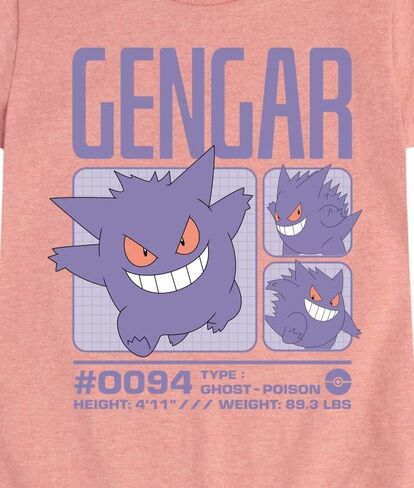 Pokémon - Stats Pastel Gengar - فتيات مزودات تي شيرت قصير الأكمام in Kuwait