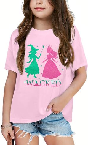 Girl Musical Shirt Magical Witch and Princess T Shirts Glitter Sparkle Pink Green Tees Movie Short Sleeve Tops in Kuwait
