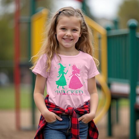 Girl Musical Shirt Magical Witch and Princess T Shirts Glitter Sparkle Pink Green Tees Movie Short Sleeve Tops in Kuwait