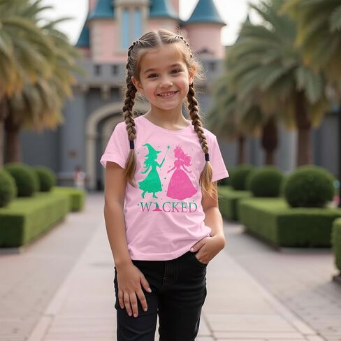 Girl Musical Shirt Magical Witch and Princess T Shirts Glitter Sparkle Pink Green Tees Movie Short Sleeve Tops in Kuwait