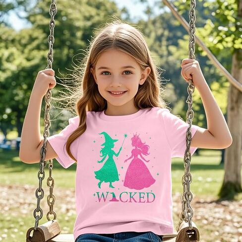 Girl Musical Shirt Magical Witch and Princess T Shirts Glitter Sparkle Pink Green Tees Movie Short Sleeve Tops in Kuwait