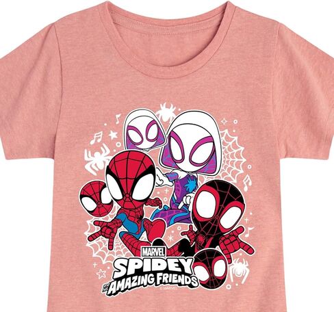 Marvel Spider -Man وأصدقائه المذهلين - ملصقات أصدقاء Spidey - Toddler and Youth Girls Tee Tee Short in Saudi Arabia