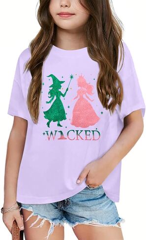 Girl Musical Shirt Magical Witch and Princess T Shirts Glitter Sparkle Pink Green Tees Movie Short Sleeve Tops in Kuwait