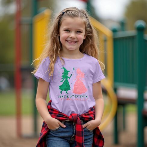 Girl Musical Shirt Magical Witch and Princess T Shirts Glitter Sparkle Pink Green Tees Movie Short Sleeve Tops in Kuwait