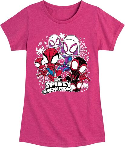 Marvel Spider-Man and His Amazing Friends - Spidey Friends Stickers - Toddler and Youth Girls Fitted Short Sleeve Tee in Kuwait