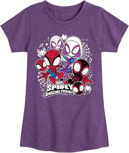 Marvel Spider-Man and His Amazing Friends - Spidey Friends Stickers - Toddler and Youth Girls Fitted Short Sleeve Tee in Kuwait
