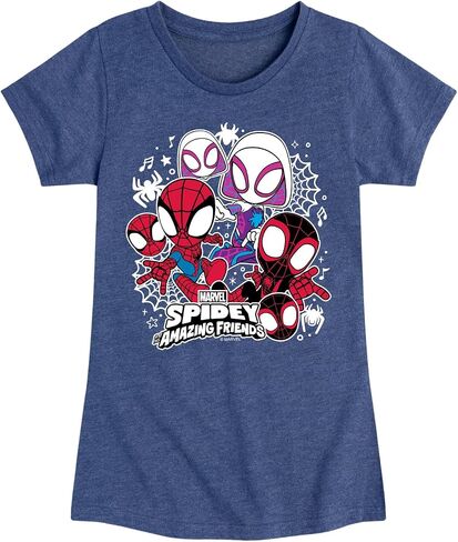 Marvel Spider-Man and His Amazing Friends - Spidey Friends Stickers - Toddler and Youth Girls Fitted Short Sleeve Tee in Kuwait