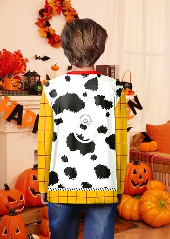 Unisex Kids Halloween Funny Long Sleeve Tee Shirts Cute Print Striped Top 4-14 Years in Saudi Arabia