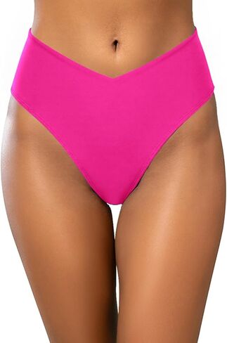 SHEKINI Womens V Cut Bikini Bottom High Waist Bathing Suit Bottoms Moderate Coverage Swim Briefs in Saudi Arabia