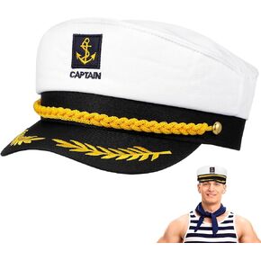 Noleitoy Captain Yacht Hat ، Sailor Cap Adult Marine Admiral للحصول على ملحقات الأزياء (أبيض) in Saudi Arabia