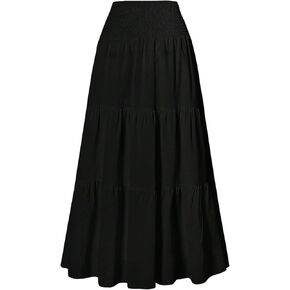 SOLY HUX Women's High Waisted Summer Boho A Line Tiered Maxi Skirt Flowy Long Ruffle Skirts in Kuwait