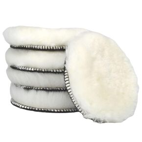 OKAYDA Wool Polishing Pad 5in 5pcs All Natural Premium 100% Sheepskin Buffing Pads for Drill Fits Automotive Car Polish Auto Paint, Boat Marine Epoxy (5, 5in) in Kuwait