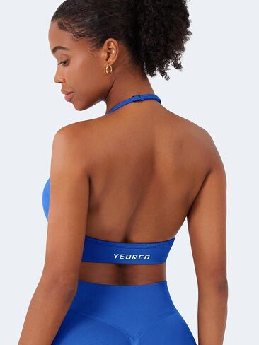 YEOREO SoftHue Women Halter Sports Bra Longline Strappy Bras Vanie V Neck Padded Seamless Open Back Workout Gym Crop Top in Saudi Arabia
