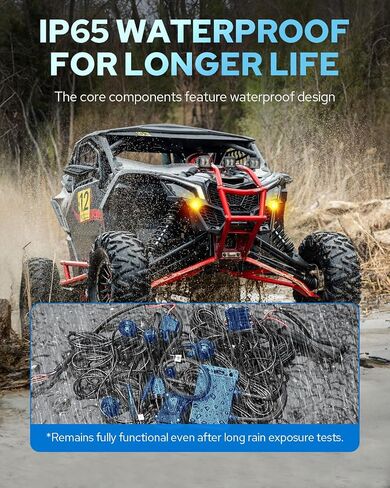 Benlari UTV LED إشارة الدوران مع القرن ، والتوصيل والتشغيل ATV بلينكر هورن كيت مع مفتاح الطاقة ، UTV Street Legal Kit Fit for Polaris Ranger RZR ، Can-AM X3 ، Kawasaki ، CFMoto & Golf Cart in Kuwait