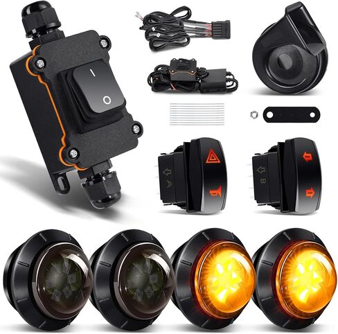 Benlari UTV LED إشارة الدوران مع القرن ، والتوصيل والتشغيل ATV بلينكر هورن كيت مع مفتاح الطاقة ، UTV Street Legal Kit Fit for Polaris Ranger RZR ، Can-AM X3 ، Kawasaki ، CFMoto & Golf Cart in Kuwait