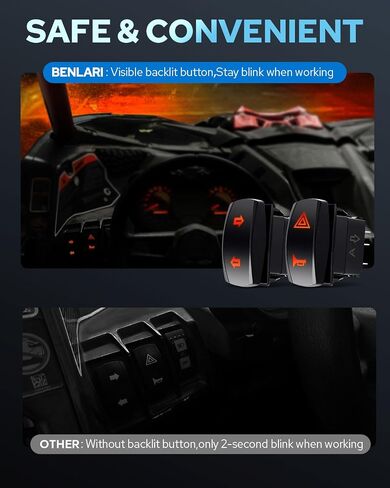 Benlari UTV LED إشارة الدوران مع القرن ، والتوصيل والتشغيل ATV بلينكر هورن كيت مع مفتاح الطاقة ، UTV Street Legal Kit Fit for Polaris Ranger RZR ، Can-AM X3 ، Kawasaki ، CFMoto & Golf Cart in Kuwait