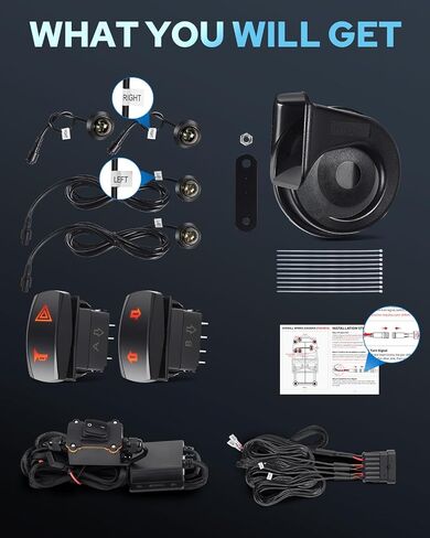 Benlari UTV LED إشارة الدوران مع القرن ، والتوصيل والتشغيل ATV بلينكر هورن كيت مع مفتاح الطاقة ، UTV Street Legal Kit Fit for Polaris Ranger RZR ، Can-AM X3 ، Kawasaki ، CFMoto & Golf Cart in Kuwait